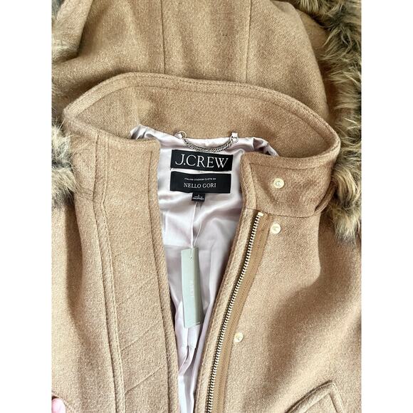 NEW J.Crew Size 2 Chateau Parka Coat Italian Stadium Cloth Wool Camel NWT - Picture 2 of 10